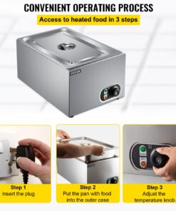 VEVOR Steam Table Warmer, 27 Qt Commercial, Full Size Countertop Food Warmer, Stainless Steel Electric, 1000W Buffet Food Warmer with Lid for Catering and Restaurant 27Qt 17 71UwX8wNaNL