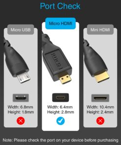 BlueRigger Micro HDMI to HDMI Cable (6 FT, 4K 60Hz, HDR, High Speed, Ethernet) - Compatible with GoPro Hero 7/6/5/4, Raspberry Pi 4, Sony A6000/A6300 Camera, Nikon B500, Lenovo Yoga 3 Pro, Yoga 710 6FT 17 71UyOGubGQL