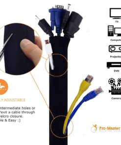 Premium 63'' Cable Management Sleeve, Best Cords Organizer for TV On Wall, Desk, Computer, Office, Home - DIY Adjustable Reversible Black and White Neoprene Cord Hider Wire Cover Concealer Wrap 63 inches 25 71V 6p7ecBL