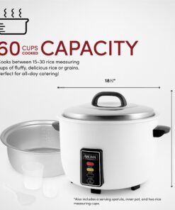 Aroma Housewares 60-Cup (Cooked) (30-Cup UNCOOKED) Commercial Rice Cooker (ARC-1033E),White 30-Cup 13 71V08gGol L