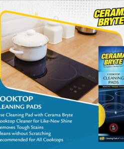 Cerama Bryte 1 x 10 Pack Cleaning Pads Cooktop and Stove Top Cleaner for Glass - Ceramic Surfaces, 10 Count 10 Count (Pack of 1) 10 71V0FAUkV2L