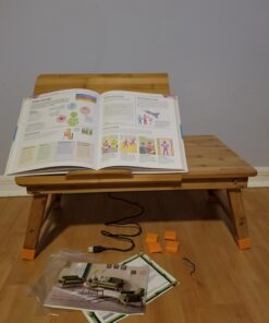 Laptop Desk Nnewvante Adjustable Bed Desk Table Bamboo with USB Fan Foldable Bed Tray w' Drawer 21.6" with Fan 55 71V0Lw685cL