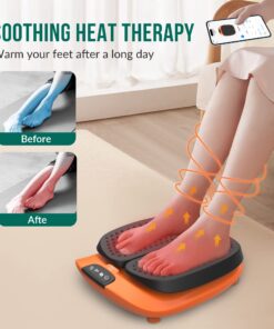 Snailax Vibration Foot Massager with Heat, App Control, Adjustable Vibration Electric Foot Massager Machine for Circulation, Plantar Fasciitis, Pain Relief, Remote Control Black and Orange 19 71V0UBzCdNL