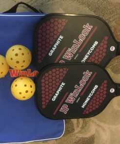 JP WinLook Premium Pickleball Paddles Set – Graphite Carbon Fiber/Fiberglass Rackets for Women & Men and Pickleball Balls for Indoor or Outdoor Play. Pickleball Set - Racquets, Pickleballs & Carry Bag USAPA Graphite Red / Red-2 Player Set 38 71V19NZOZpL 1