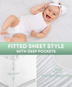 Waterproof Crib Mattress Protector | Toddler Mattress Cover 52” x 28” | Baby Crib Mattress Protector Pad Waterproof | Crib Mattress Cover | Crib Liner Bamboo Jacquard | Quiet Protector by iLuvBamboo Crib (52" x 28") 16 71V1azgp9eL