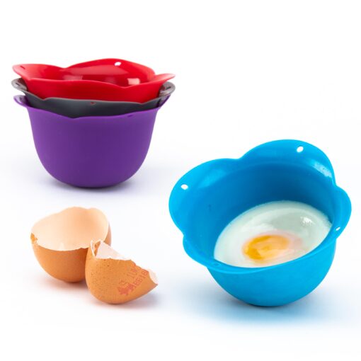 Kitzini Poached Egg Cup. Egg Coddler 4 Set. BPA Free. Microwave Egg Poacher. Nonstick Egg Pod Perfect Silicone Egg Poacher. Easy to Use & Clean. No Mess. 4 Silicone Egg Molds. Dishwasher Safe 4 Pack