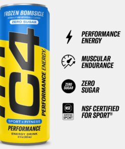 C4 Energy Drink 12oz (Pack of 12) - Frozen Bombsicle - Sugar Free Pre Workout Performance Drink with No Artificial Colors or Dyes 12 Fl Oz (Pack of 12) 21 71V3XZwYloL