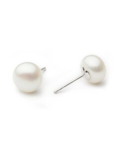 HinsonGayle Genuine 8.0-8.5mm White Button Freshwater Cultured Pearl Stud Earrings (Sterling Silver) 8 71V4AsAhPEL