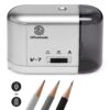 OfficeGoods Electric Pencil Sharpener - Battery or Cord Powered Portable Sharpener - Perfectly Sharpens Colored Pencils, Drafting Pencils for Artists, Office, School & Home - Silver 8 71V4RthYoS