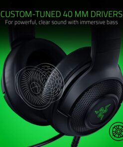 Razer Kraken X USB Ultralight Gaming Headset: 7.1 Surround Sound - Lightweight Frame - Green Logo Lighting - Integrated Audio Controls - Bendable Cardioid Microphone - for PC - Classic Black Green Lighting Only 30 71V4kg7UkPL