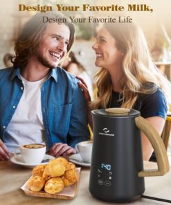 Nuovoware 4-in-1 Milk Frother and Steamer with Temperature Control Dispaly Screen, Electric Automatic Frother for Hot Chocolate Milk, Cappuccinos, Latte, Macchiato, Black 23 71V5EVV9TnL