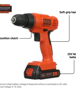 BLACK+DECKER 20V MAX* POWERCONNECT Cordless Drill Kit + 100 pc. Kit (BDC120VA100), Orange Drill Project Kit 21 71V7um5p4L