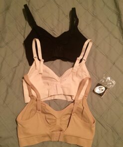 HOFISH 3PACK Full Bust Seamless Nursing Maternity Bras Bralette S-XXL with Extra Bra Extenders & Clips Medium Blackbeigepink 48 71V87nrk2L