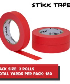 STIKK 3 Pack 1" inch x 60yd Red Painters Tape 14 Day Easy Removal Trim Edge Finishing Decorative Marking Masking Tape (.94 in 24MM) 11 71V8WKeXWZL