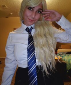 MISS FANTASY Halloween Cosplay Tie for Themed Party Costume Accessory Regular Length Classic Blue Necktie, Unisex Adult Cosplay, Tie Halloween Satin Toy Tie (M,58in) Blue-packed in Kraft Bag M, 58 inches length 33 71V8cW77YML