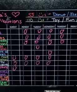 Magnetic Refrigerator Chalkboard Dry Erase Chore Responsibility Activity Reward Star Exercise Diet Nutrition Chart Children Kids Teens Mom Teacher in Home Kitchen Classroom 12" X 16" Black Fluorescent 12" X 16" (Chore / Responsibility Chart) 28 71VApl4da7L