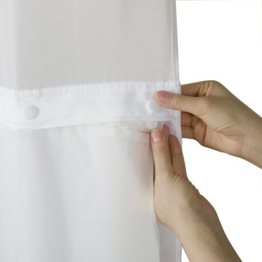 Hookless RBH14BS01 It’s A Snap! PEVA Snap-In Shower Curtain Liner, 70x69 In., Frost Solid White