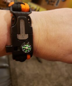 Atomic Bear Paracord Bracelet (2 Pack) - Adjustable - Fire Starter - Loud Whistle - Perfect for Hiking, Camping, Fishing and Hunting - Black & Black+Orange 39 71VBu36e0L 1