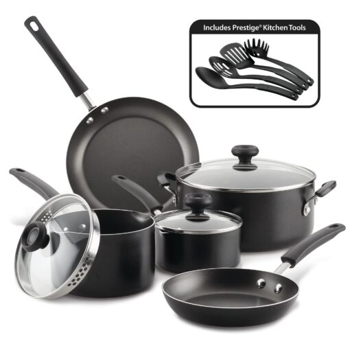 12 Piece Nonstick Cookware Set Black / 12-Piece