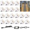 FVTLED Low Voltage LED Deck Lighting Kit Stainless Steel Waterproof Outdoor Landscape Garden Yard Patio Step Decoration Lamps LED In-ground Lights, Pack of 20(Warm White)