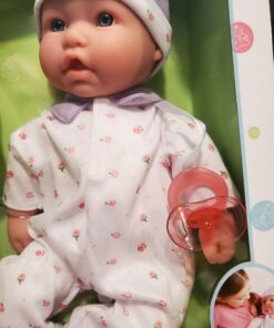 JC Toys - La Baby | Caucasian 16-inch Medium Soft Body Baby Doll | Washable | Removable Purple Outfit w/Hat and Pacifier | for Children 12 Months + Purple Caucasian 32 71VEODGmnpL