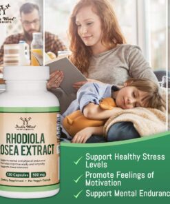 Rhodiola Rosea Supplement 500mg, 120 Vegan Capsules (Manufactured and Third Party Tested in The USA, 3% Salidrosides, 1% Rosavins Extract) for Performance, Calming, Motivation by Double Wood 14 71VFrtH0ViL