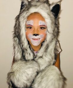White Wolf Animal Hoods Hat, Mittens, Gloves, Scarf Paws Prints and Ears, Furry Hoodie 31 71VGbJsrtL