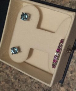 Peora London Blue Topaz Stud Earrings 925 Sterling Silver, Solitaire Scroll Gallery, Natural Gemstone Birthstone, 2 Carats Total, Round Shape 6mm, Friction Backs 28 71VGnWCifxL