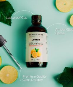MAJESTIC PURE Lemon Essential Oil, Premium Grade, Pure and Natural Premium Quality Oil, 4 fl oz 4 Fl Oz (Pack of 1) 26 71VH2oR8FiL