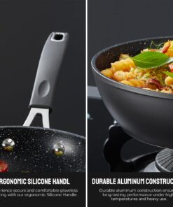 Induction Pots and Pans Set Non-Stick, Induction Cookware Sets 10-PCS, Anti-Scald Handles&Lids, Oven-Proof Frying Pans, Sautépan, Saucepans and Pot for Kitchen, BEZIA 10 71VHOf4pmKL