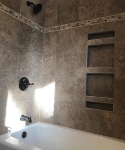 Tile Redi USA RN1620DU Niche Double Recessed Shower Shelf, Two Shelves, 20" H X 16" W, Black 2 Shelves 31 71VIVDt3jDL