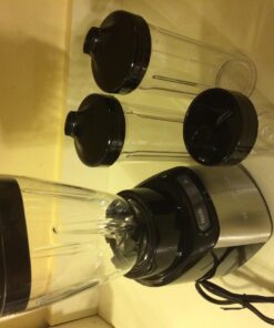 Hamilton Beach Stay or Go Blender with 32oz Jar, 8oz Grinder for Nuts & Spices, and 2 Portable Cups with Drinking Lids for Shakes and Smoothies, BPA Free, Black and Silver (52400) 30 71VIwy2J9eL