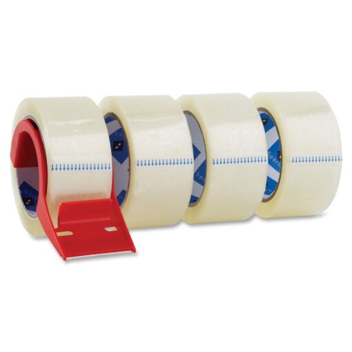 Sparco Packing Tape, with Dispenser, 3 Inches Core, 3.0mil, 2 x 55 Yards, 4 per Pack, CL (SPR64011)