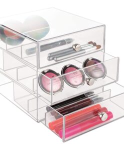 iDesign Plastic Divided 3-Drawer Vanity & Countertop Organizer – 7" x 6.5" x 6.5”, Clear 3 Drawer 29 71VJDnXGkRL 1