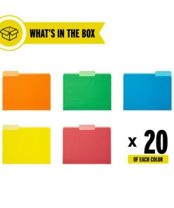 Alternative view of SUNSERE Colored File Folders – 100 Pack, Letter Size File Folders, 1/3-Cut Tabs, 11.75 x 9.50 Inches, Colored Folders for Files & Documents 100 per pack