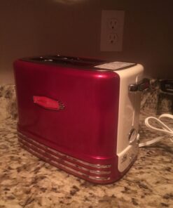 Nostalgia New and Improved Wide 2-Slice Toaster Perfect For Bread, English Muffins, Bagels, 5 Browning Levels, With Crumb Tray & Cord Storage, Retro Red 36 71VK2A57tRL