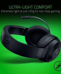 Alternative view of Razer Kraken X Lite Ultralight Gaming Headset: 7.1 Surround Sound - Lightweight Aluminum Frame - Bendable Cardioid Microphone - for PC, PS4, PS5, Switch, Xbox One, Xbox Series X & S, Mobile - Black