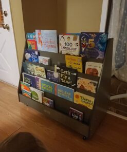 ECR4Kids Double-Sided Mobile Book Display, Classroom Bookshelf, Grey Wash 35 71VLKAXELNL