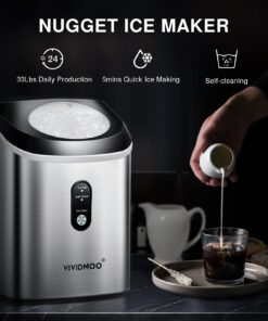 Nugget Ice Makers Countertop, 33 Lbs/Day Sonic Ice Maker, Countertop Ice Maker with Tooth-Friendly Chewable Ice, Soft Pebble Ice Maker with Self-Cleaning Function, VIVIDMOO 26 71VLvMFwfjL