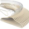 TECHZOO 50 Pack New Premium Quality Velvet Hangers Ultra Thin Non Slip Adult Felt Space Saving Hangers for Closet Heavy Duty Coat Pants Jackets Dress Hangers 360° Swivel Hook Hold Upto 10 lbs Ivory 22 71VNPy0fKCL