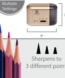 OfficeGoods Electric Pencil Sharpener - Battery or Cord Powered Portable Sharpener - Perfectly Sharpens Colored Pencils, Drafting Pencils for Artists, Office, School & Home - Gold 20 71VO7TDBQYL