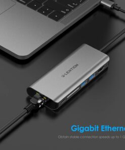 LENTION USB C Hub with 4K HDMI, SD Card Reader, 2 USB 3.0, Type C Charging & Ethernet Compatible 2023-2016 MacBook Pro, New Mac Air/Surface/Steam Deck, More, Stable Driver Adapter (CB-C68, Space Gray) 18 71VOOAfHohL