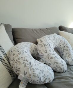 Boppy Nursing Pillow Original Support, Gray Taupe Leaves, Ergonomic Nursing Essentials for Bottle and Breastfeeding, Firm Fiber Fill, with Removable Nursing Pillow Cover, Machine Washable 27 71VObxX5qZL