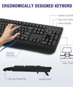 Loigys Wireless Keyboard, 2.4G Full-Sized Ergonomic Wireless Computer Keyboard with Wrist Rest for Windows, Mac OS Laptop/PC/Desktop/Notebook (Black) Black 28 71VPK3BuQBL