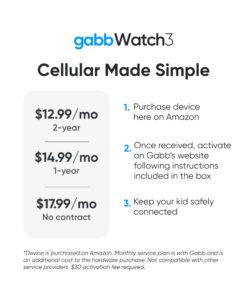 GABB Watch 3 Smart Watch for Kids - GPS Tracker, Safe Cell Phone, Talk/Text Ability, Parental Controls, No Social Media, SOS Button, Ages 6+, 30 Activation Fee Silver 17 71VQR6DE2CL