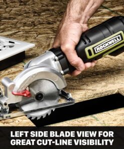 Rockwell 4-1/2” Compact Circular Saw, 5 amps, 3500 rpm, with Dust Port and Starter Kit– RK3441K , Black 32 71VRim62RBL