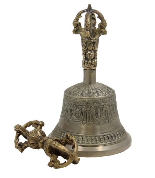 DharmaObjects Large Tibetan Meditation BELL and DORJE Set