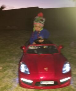 Roadster Ride On Kids Car w/Remote Control for Kids | 12V Power Battery Licensed Kid Car to Drive with 3 Speeds, LED Lights, Dining Table, Leather Seat 28 71VTv ULsiL