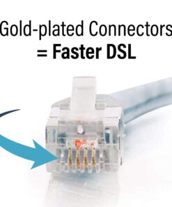 C2G RJ11 Modem Cable For DSL Internet - Connects Phone Jack To Broadband DSL Modems For High Speed Data Transfer - 7ft Long Ethernet Network Cable With Double-Shielding To Reduce Interference - 28721 13 71VUoOIGeL