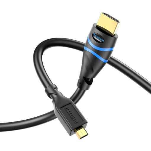 BlueRigger Micro HDMI to HDMI Cable (6 FT, 4K 60Hz, HDR, High Speed, Ethernet) - Compatible with GoPro Hero 7/6/5/4, Raspberry Pi 4, Sony A6000/A6300 Camera, Nikon B500, Lenovo Yoga 3 Pro, Yoga 710 6FT